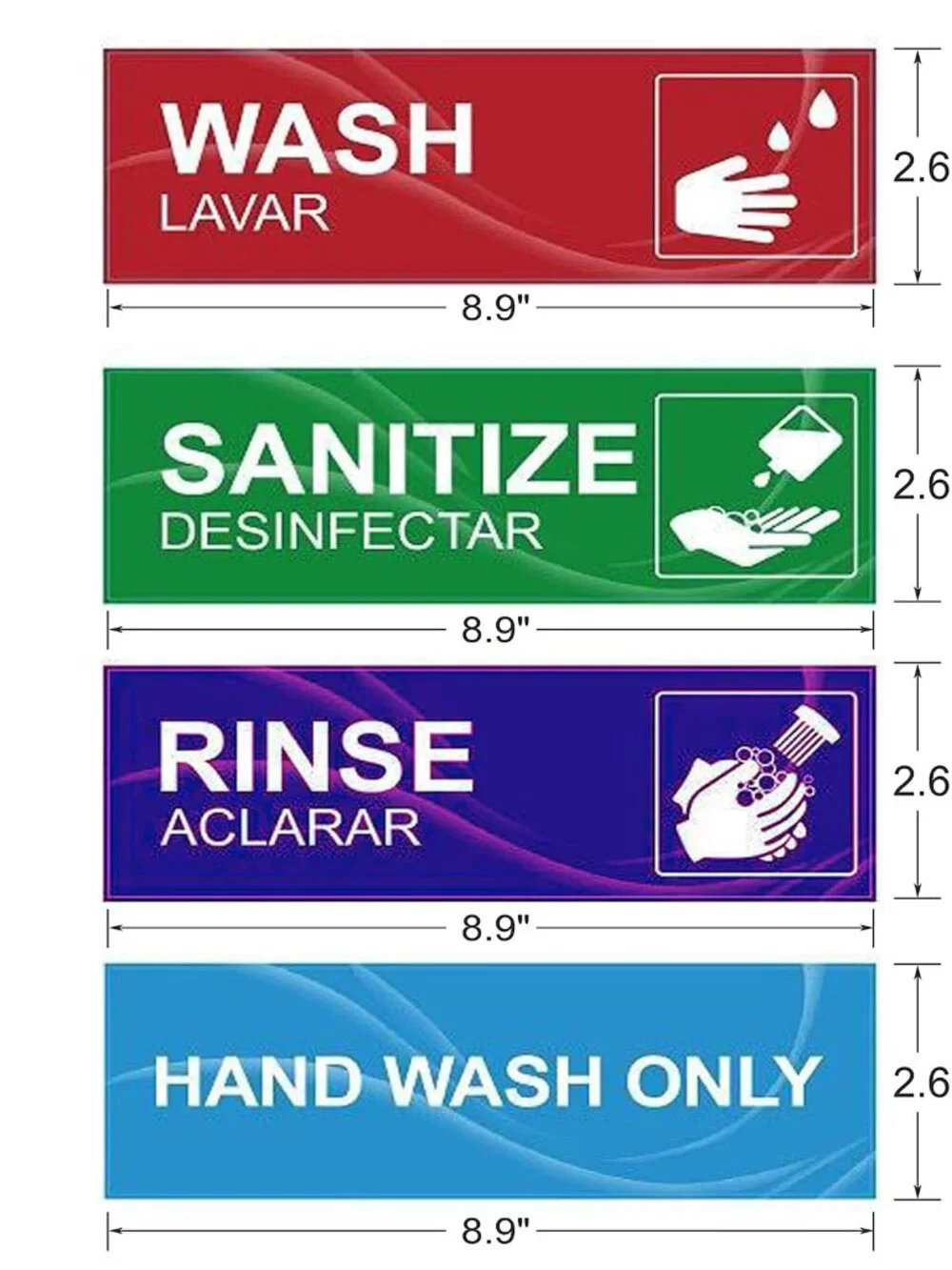 4 Pack Wash Rinse Sanitize Sink Labels, Waterproof Sticker Signs Perfect for 3 C